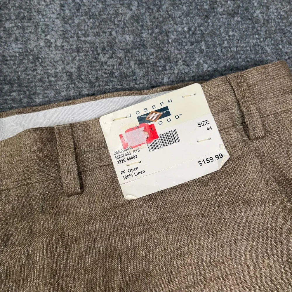 Joseph Abboud Heritage Pants Mens 44 100% Linen Leomaster Italian Brown Unhemmed